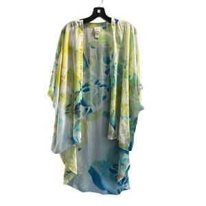 Chicos Swimsuit Coverup L/XL Lightweight Open Duster Kimono Sheer Boho Flowy